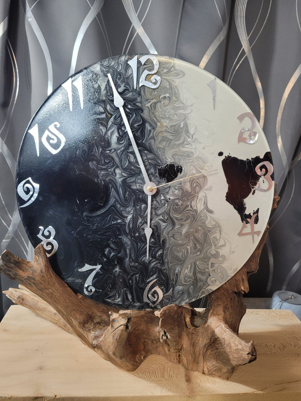 Preserved Flowers in a 14in wood clock