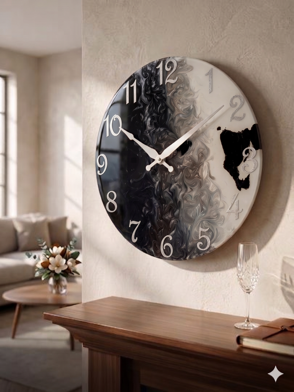Preserved Flowers in a 14in wood clock